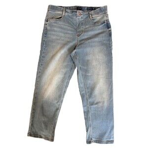 J Jill Denim High Rise Straight Leg Crop Jeans Pull On Size 10 Captiva Wash